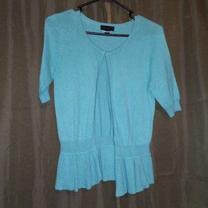 Turquoise Cardigan Sweater with Hook & Eye Closure